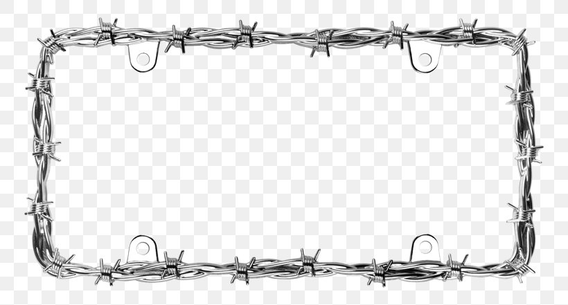 Car Vehicle License Plates Barbed Wire Chrome Plating, PNG, 800x441px, Car, Area, Barbed Wire, Black And White, Border Download Free
