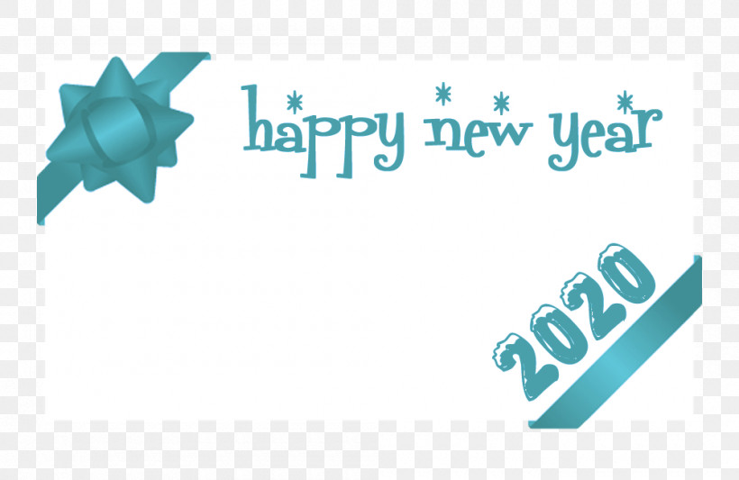 Happy New Year 2020, PNG, 1000x650px, 2020, Happy New Year, Aqua, Logo, Text Download Free