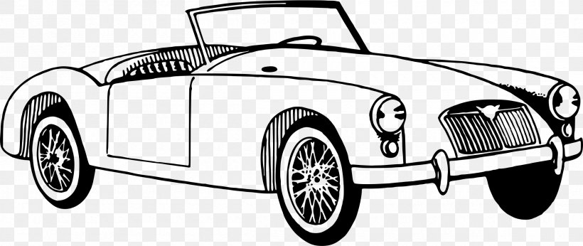 Vintage Car Classic Car Automotive Design, PNG, 2400x1014px, Vintage Car, Automotive Design, Automotive Exterior, Black And White, Brand Download Free