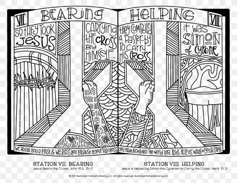 Stations Of The Cross Child Christian Cross Coloring Book, PNG, 1024x792px, Stations Of The Cross, Adult, Area, Art, Black And White Download Free