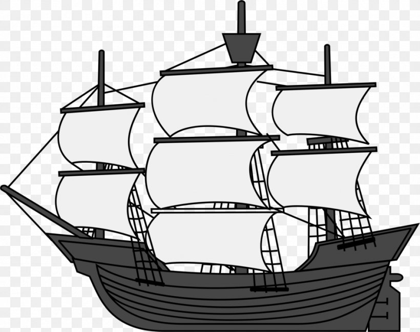 Sailing Ship Sailboat Clip Art, PNG, 948x750px, Sailing Ship, Barque, Black And White, Boat, Brigantine Download Free