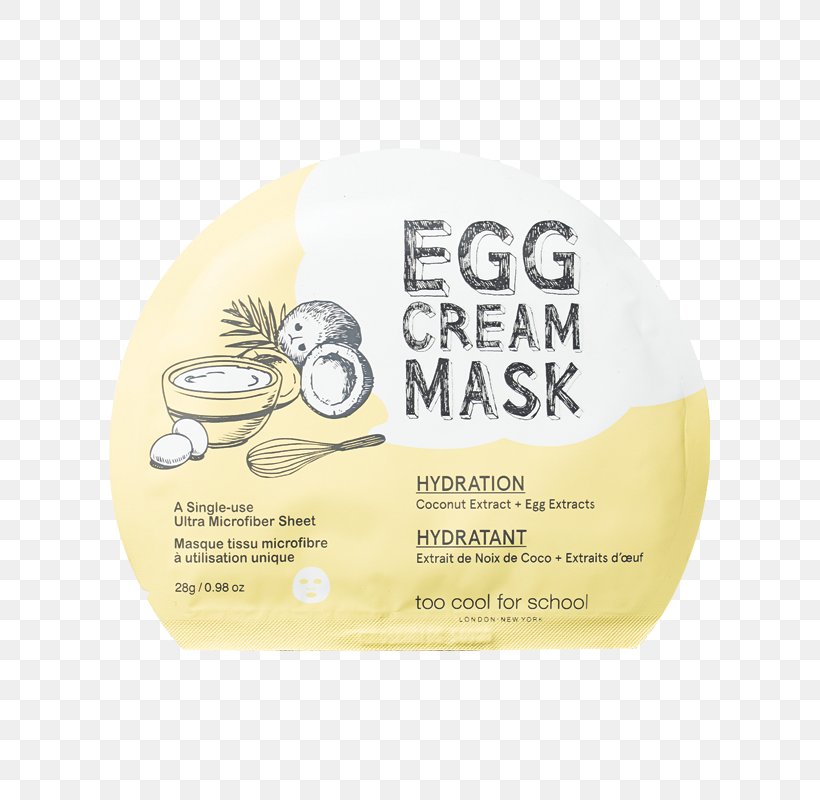 Too Cool For School Egg Cream Sheet Mask Cosmetics ISeoul Beauty Newfoundland Facial, PNG, 800x800px, Cosmetics, Chicken Egg, Egg Cream, Facial, Label Download Free