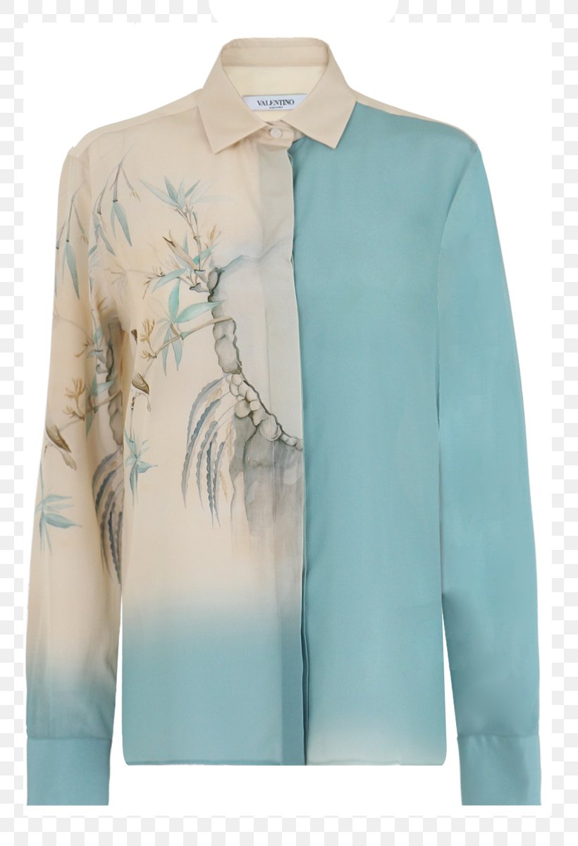 Blouse T-shirt Sleeve Valentino SpA, PNG, 800x1200px, Blouse, Aqua, Button, Clothing, Collar Download Free