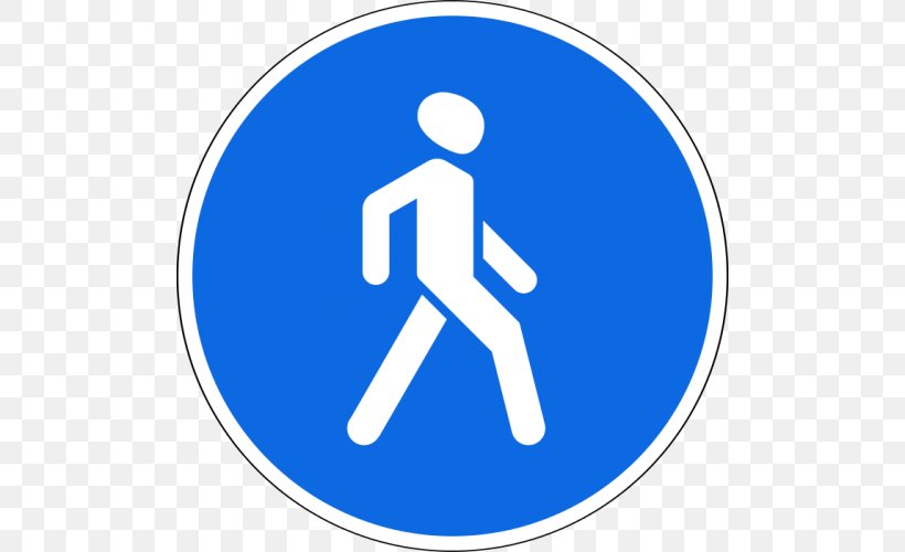 Traffic Sign Pedestrian Zone Traffic Code Road, PNG, 500x500px, Traffic Sign, Area, Bicycle, Blue, Brand Download Free