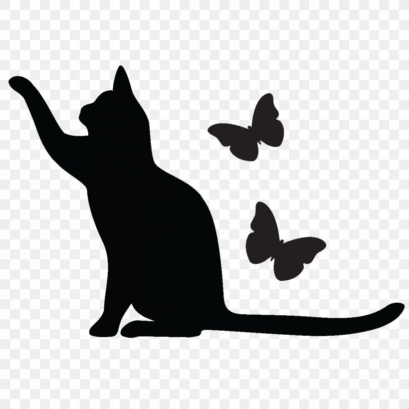 Cat Dog Sticker Kitten Wall Decal, PNG, 1200x1200px, Cat, Adhesive, Black Cat, Blackandwhite, Butterfly Download Free