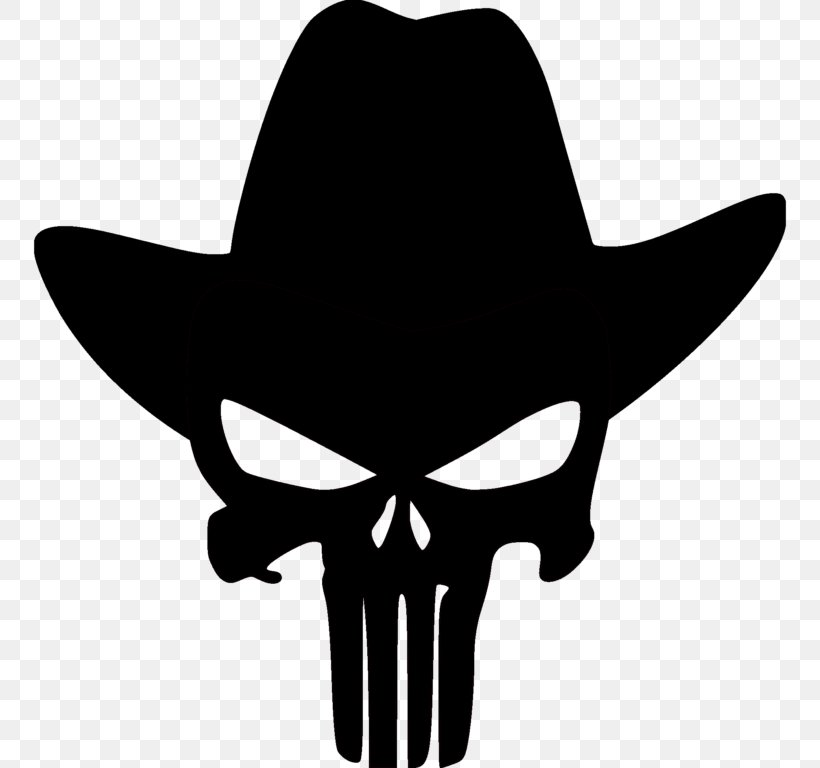 Punisher Red Skull Human Skull Symbolism Decal, PNG, 768x768px, Punisher, Art, Black And White, Bone, Cowboy Hat Download Free