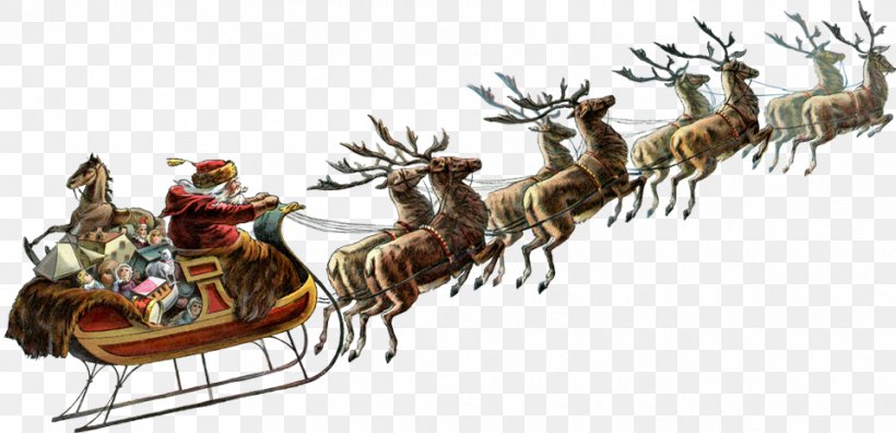 Santa Claus Village Christmas Reindeer Gift, PNG, 959x464px, Santa Claus, Antique, Antler, Chariot, Christmas Download Free