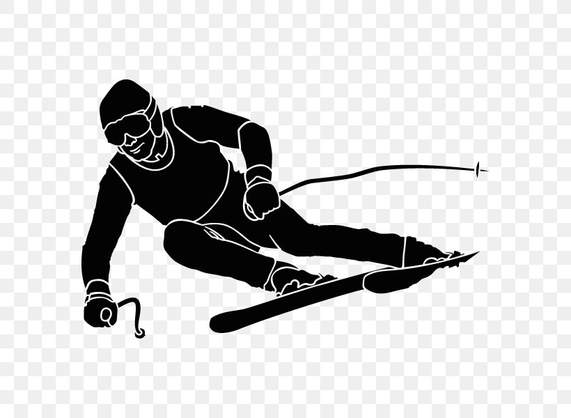 Alpine Skiing Clip Art, PNG, 600x600px, Skiing, Alpine Skiing, Arm, Baseball Equipment, Black And White Download Free