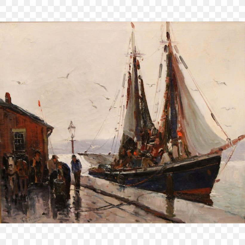 Schooner Oil Painting Fishing Vessel, PNG, 2048x2048px, Schooner, Art, Baltimore Clipper, Barque, Boat Download Free