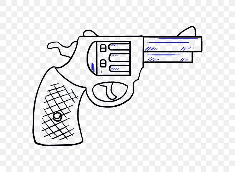 Drawing Cartoon Firearm Image Gun, PNG, 678x600px, Drawing, Area, Black And White, Cartoon, Diagram Download Free