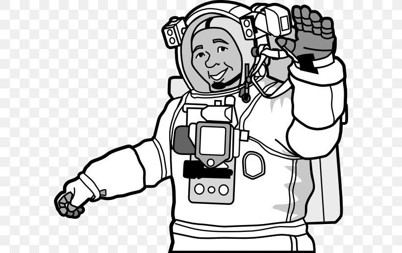 Astronaut Space Suit Outer Space Black And White Clip Art, PNG, 600x516px,  Watercolor, Cartoon, Flower, Frame,