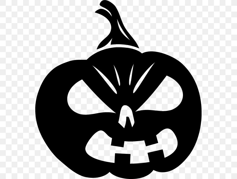 Halloween Jack-o'-lantern Pumpkin Sticker Decal, PNG, 576x620px, Halloween, Black And White, Decal, Drawing, Jack O Lantern Download Free