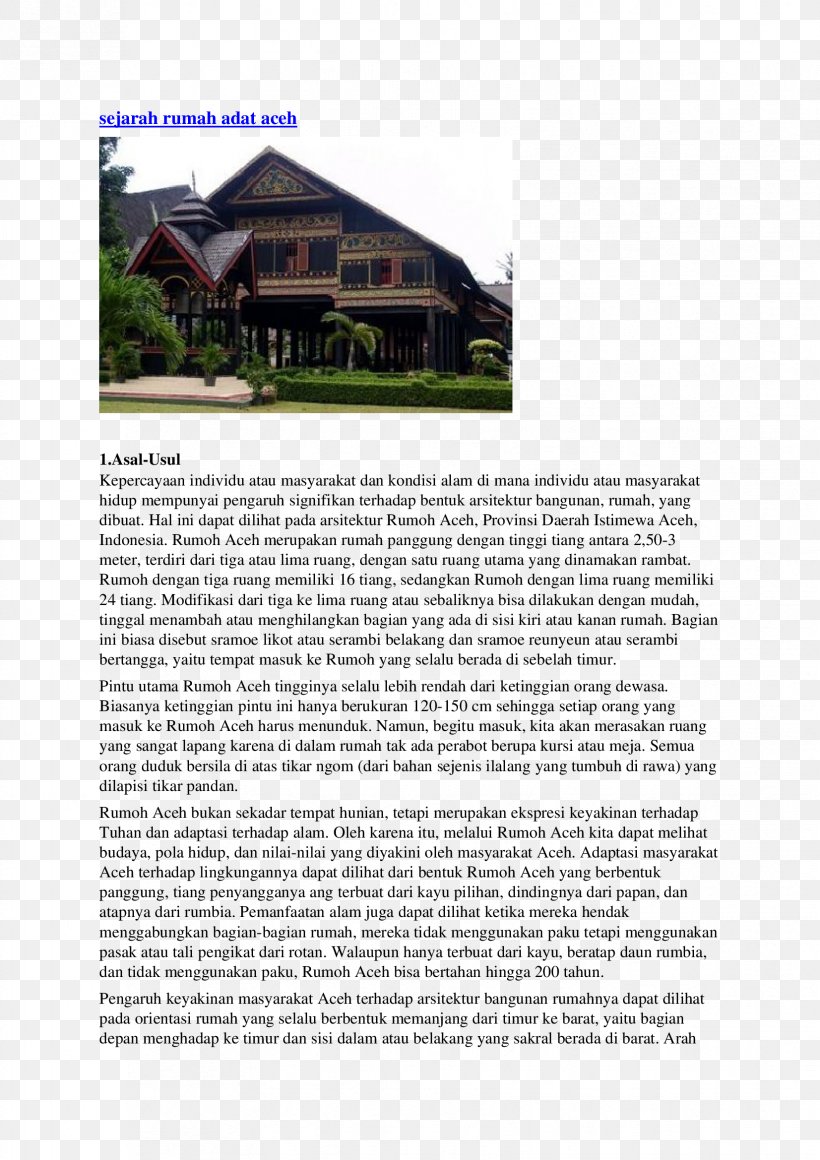 Rumah Adat Rumoh Aceh House Baiturrahman Grand Mosque, PNG, 1653x2339px, Rumah Adat, Aceh, Adat, Baiturrahman Grand Mosque, Brochure Download Free