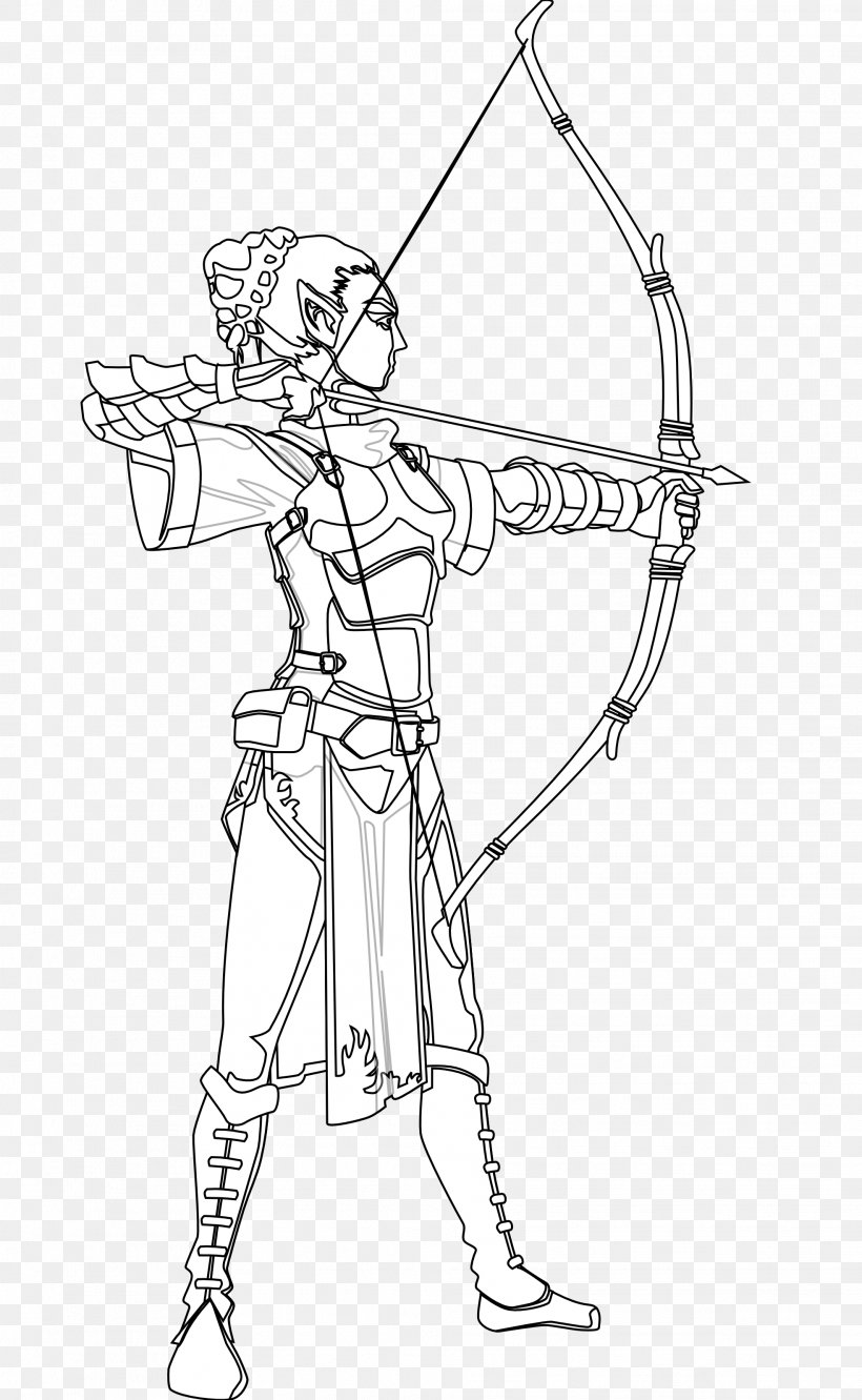 Black And White Drawing Archery Coloring Book Clip Art, PNG, 1969x3197px, Black And White, Archery, Area, Arm, Artwork Download Free