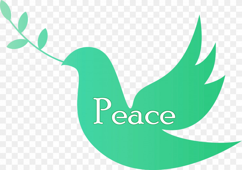 Leaf Logo Font Green Meter, PNG, 3000x2116px, International Day Of Peace, Beak, Biology, Green, Leaf Download Free