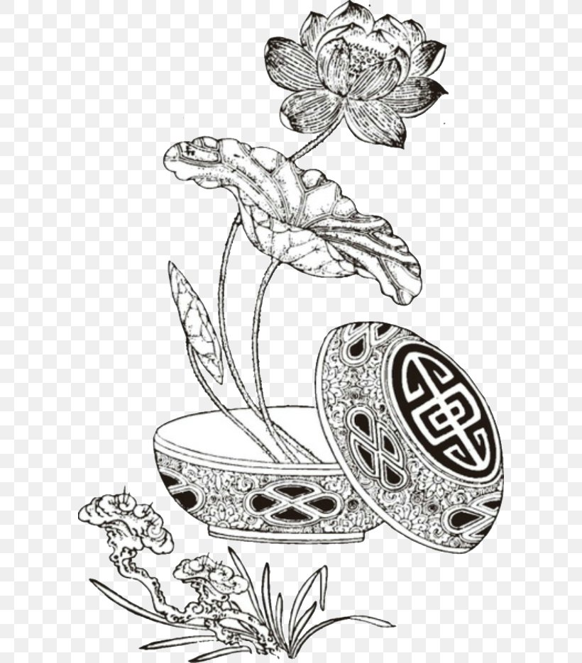 Nelumbo Nucifera Euclidean Vector Drawing, PNG, 600x935px, Nelumbo Nucifera, Art, Black And White, Body Jewelry, Drawing Download Free