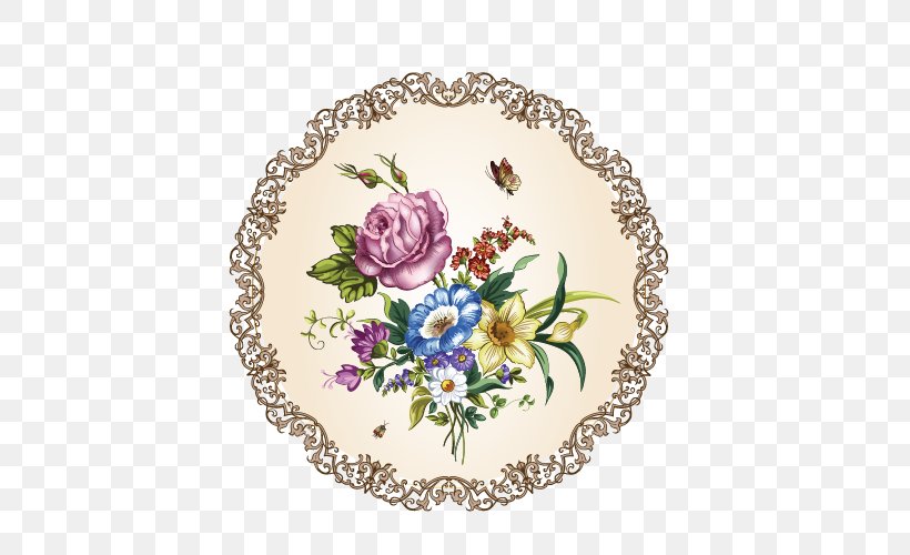 Flower Border, PNG, 500x500px, Drawing, Art, Creative Arts, Cut Flowers, Dishware Download Free