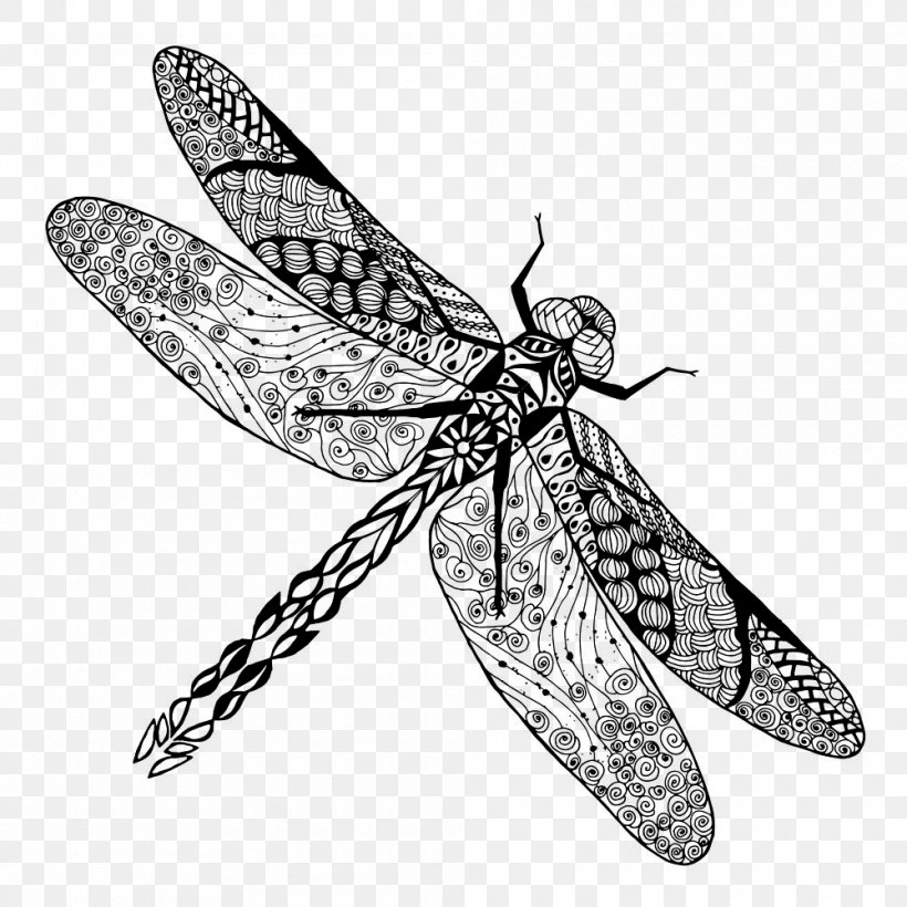 Tattoo Dragonfly Drawing Stock Photography, PNG, 1000x1000px, Tattoo, Arthropod, Beauty, Black And White, Doodle Download Free