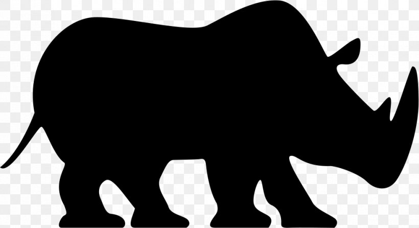 Rhinoceros African Elephant Wildlife Canidae Clip Art, PNG, 981x534px, Rhinoceros, African Elephant, Animal, Black, Black And White Download Free