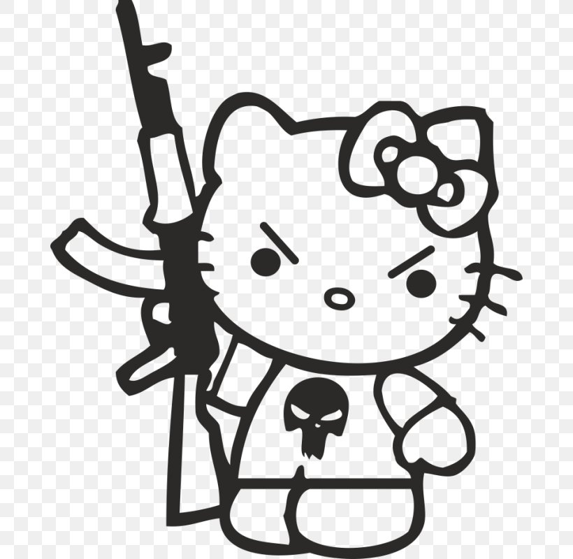 Hello Kitty Decal Sticker AK-47 Firearm, PNG, 800x800px, Watercolor, Cartoon, Flower, Frame, Heart Download Free