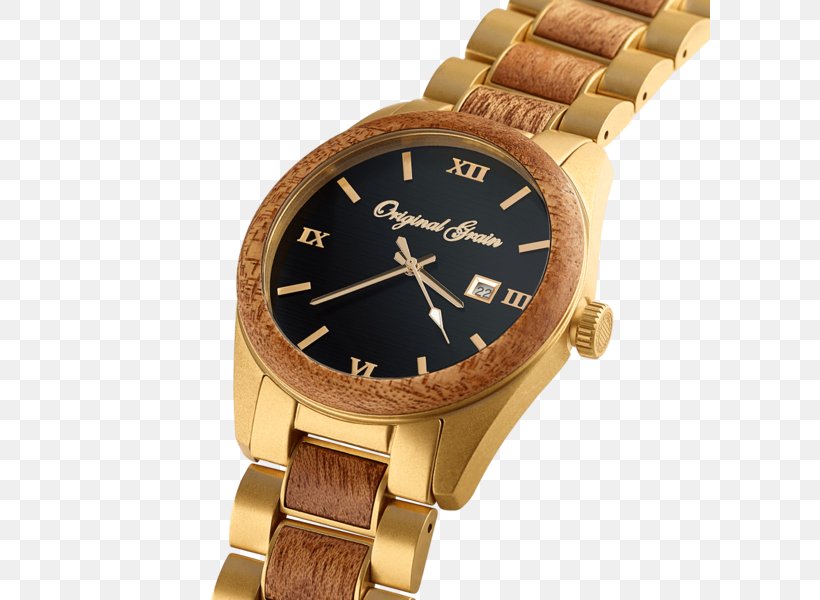 Watch Strap Analog Watch Gold Mahogany, PNG, 600x600px, Watch, Analog Watch, Brand, Brown, Gold Download Free