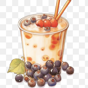 Bubble Milk Tea - Bubble Tea With Berries PNG