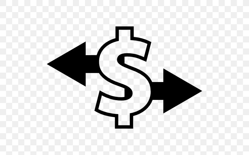 Dollar Sign United States Dollar Arrow Clip Art, PNG, 512x512px, Dollar Sign, Area, At Sign, Black And White, Brand Download Free
