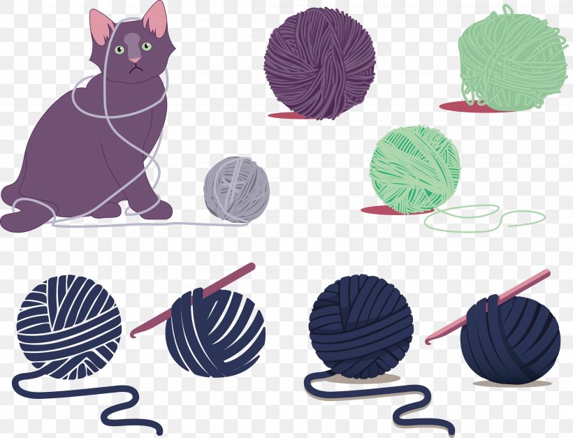 Cat Yarn Cartoon Illustration, PNG, 4321x3306px, Cat, Cartoon, Knitting, Material, Photography Download Free
