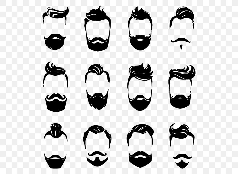 Moustache Beard Hairstyle Fashion, PNG, 600x600px, Moustache, Beard, Black And White, Drawing, Eyewear Download Free
