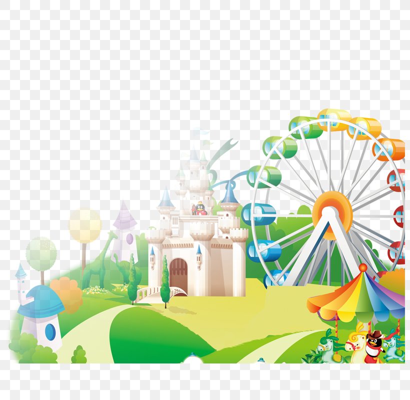Playground Amusement Park Cartoon Advertising, PNG, 800x800px