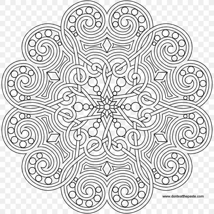 Mandala Coloring Book Black And White Drawing, PNG, 1600x1600px, Mandala, Adult, Area, Black, Black And White Download Free