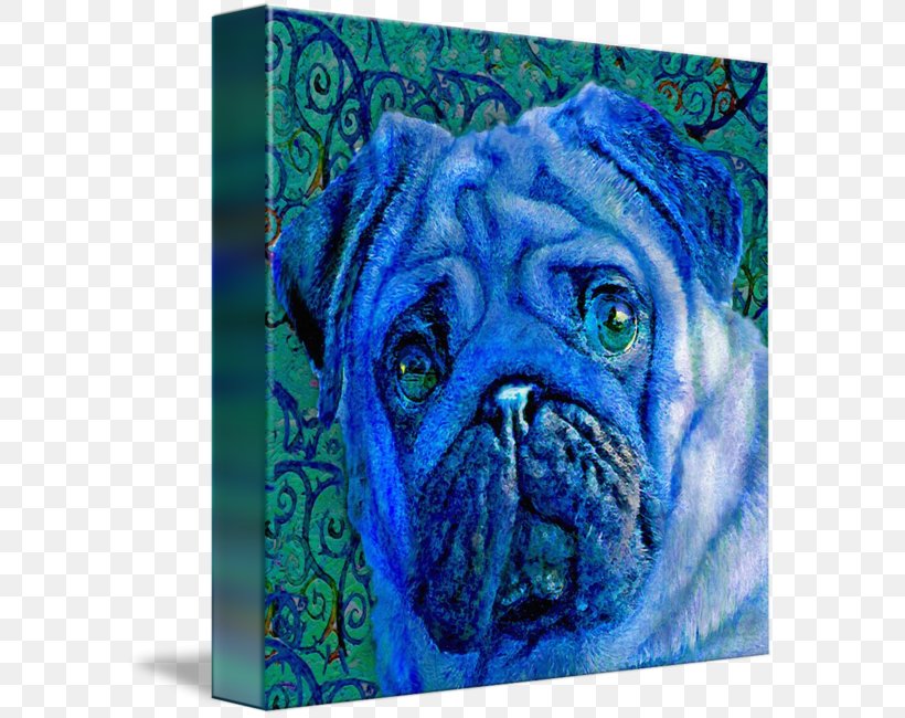 Pug Imagekind Canvas Dog Breed Art, PNG, 589x650px, Pug, Art, Blue, Breed, Canvas Download Free