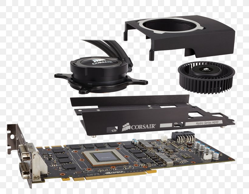 Graphics Cards & Video Adapters Computer System Cooling Parts Graphics Processing Unit Water Cooling Corsair Components, PNG, 800x639px, Graphics Cards Video Adapters, Advanced Micro Devices, Amd Radeon R9 290, Amd Radeon Rx 200 Series, Computer Component Download Free