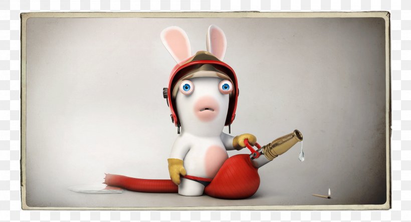 Raving Rabbids Rabbit Firefighter Ubisoft, PNG, 2000x1082px, Raving Rabbids, Art, Drawing, Ear, Figurine Download Free