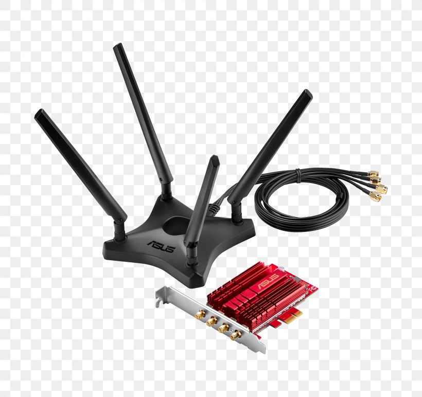 Asus PCE-AC88 Dual-Band AC3100 Wireless PCIe Adapter IEEE 802.11ac PCI Express Wi-Fi, PNG, 1920x1809px, Ieee 80211ac, Adapter, Asus, Asus Rtac3100, Cable Download Free