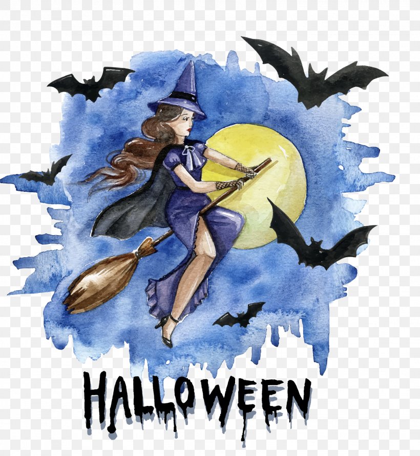 Halloween Watercolor Painting Boszorkxe1ny Witchcraft, PNG, 1524x1658px, Halloween, Art, Drawing, Fictional Character, Ghost Download Free