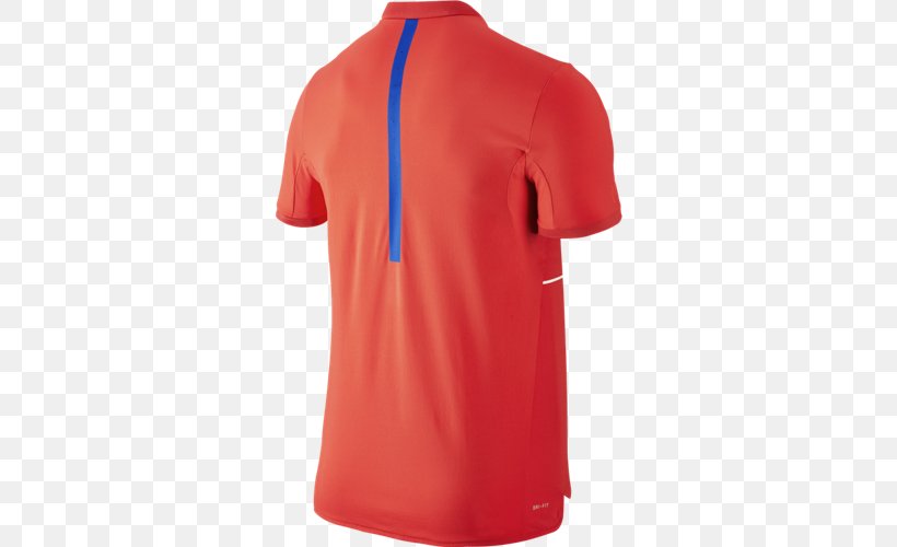 T-shirt Tennis Polo Shoulder Sleeve, PNG, 500x500px, Tshirt, Active Shirt, Jersey, Neck, Orange Download Free