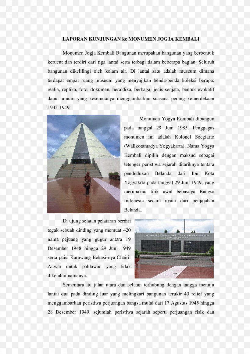 Yogya Kembali Monument Yogyakarta Museum Text, PNG, 1653x2339px, Yogya Kembali Monument, Brochure, Building, Document, Middle School Download Free