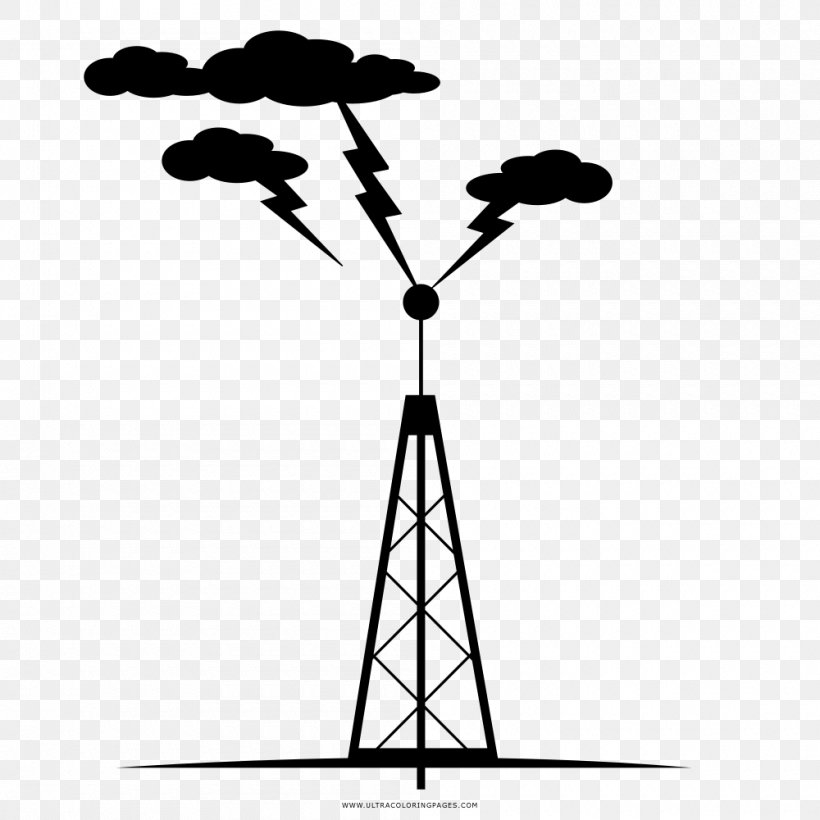 Lightning Rod Drawing Lightning Arrester Coloring Book, PNG, 1000x1000px, Lightning Rod, Black And White, Branch, Coloring Book, Drawing Download Free