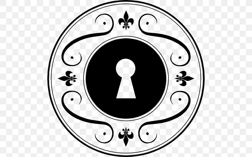 Circle Keyhole Shape Lock, PNG, 512x512px, Keyhole, Area, Black, Black And White, Floral Design Download Free