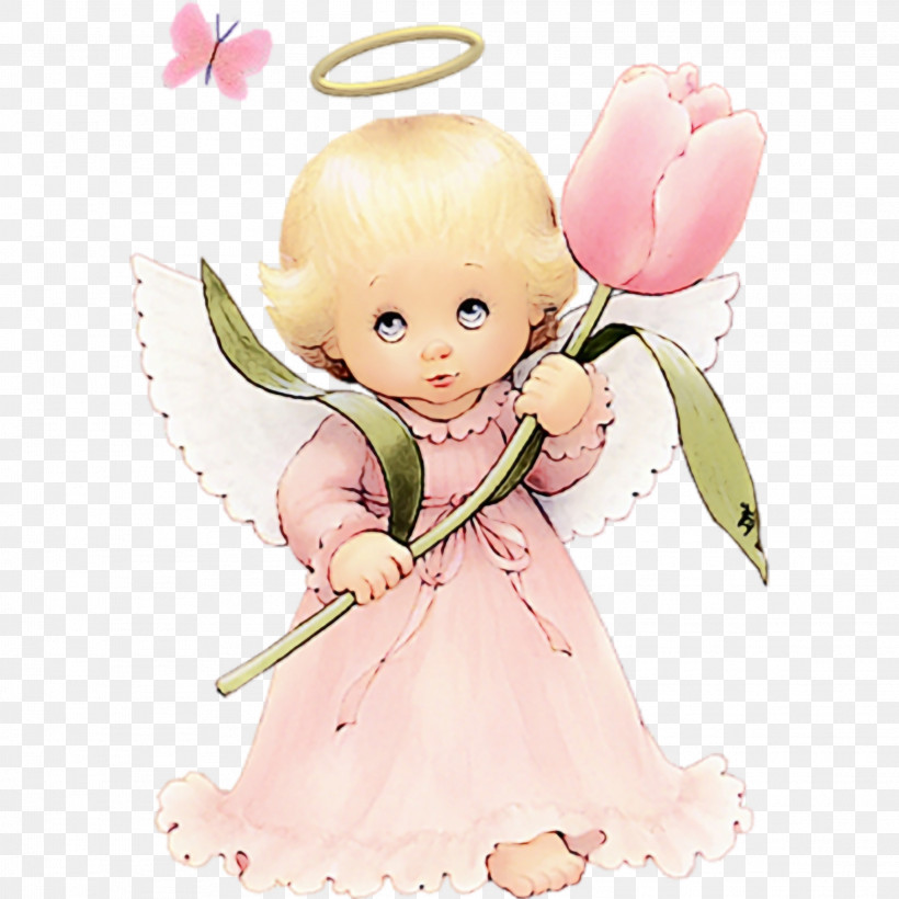 Angel Pink Cartoon Figurine Plant, PNG, 2289x2289px, Watercolor, Angel, Cartoon, Figurine, Flower Download Free