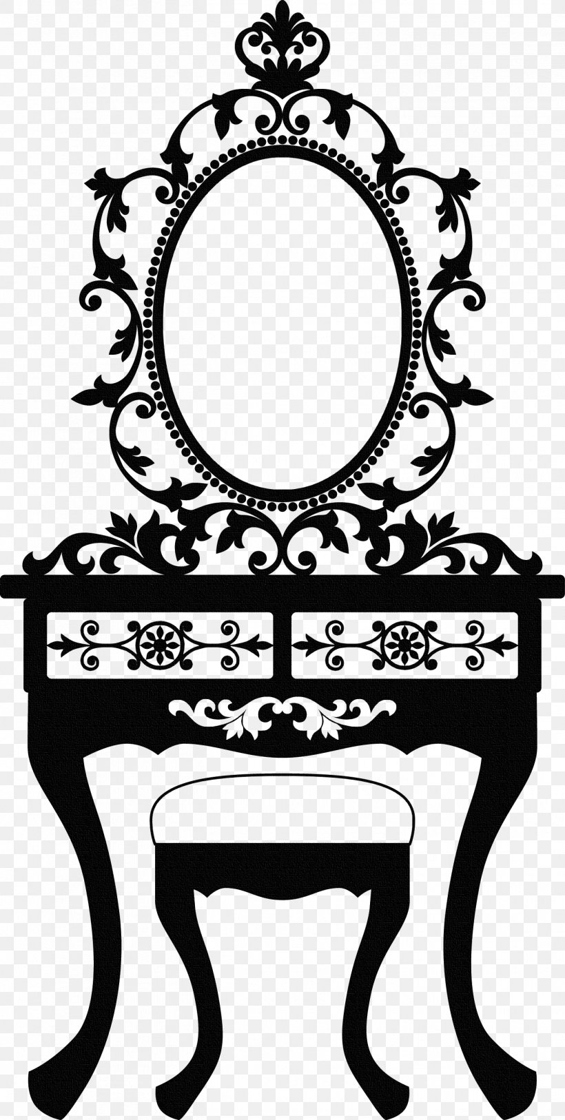 Table Vanity Clip Art, PNG, 1417x2810px, Table, Black And White, Flower, Furniture, Lowboy Download Free