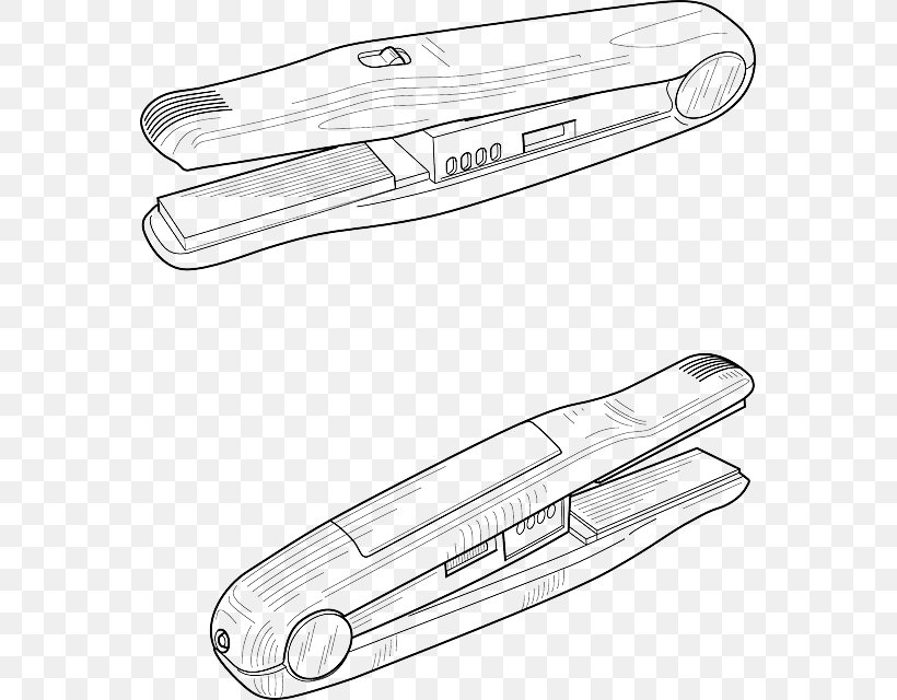 Hair Iron Hair Straightening Hair Dryers Clip Art, PNG, 563x640px, Hair Iron, Artwork, Automotive Design, Beauty Parlour, Black And White Download Free