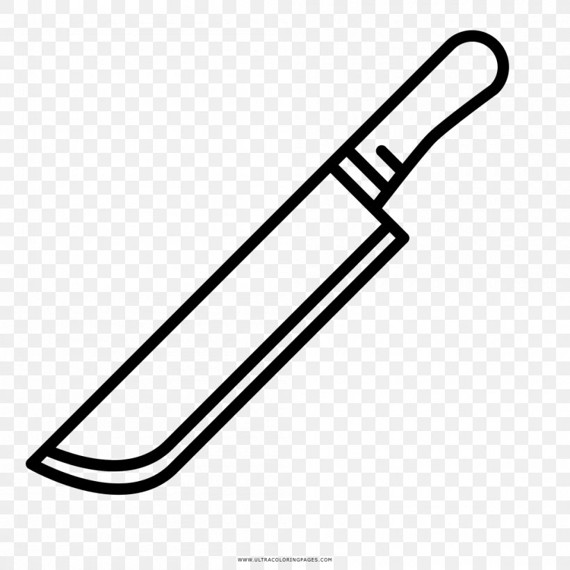 Pocketknife Coloring Book Kitchen Knives Butcher Knife, PNG, 1000x1000px, Knife, Area, Black And White, Bowie Knife, Butcher Knife Download Free