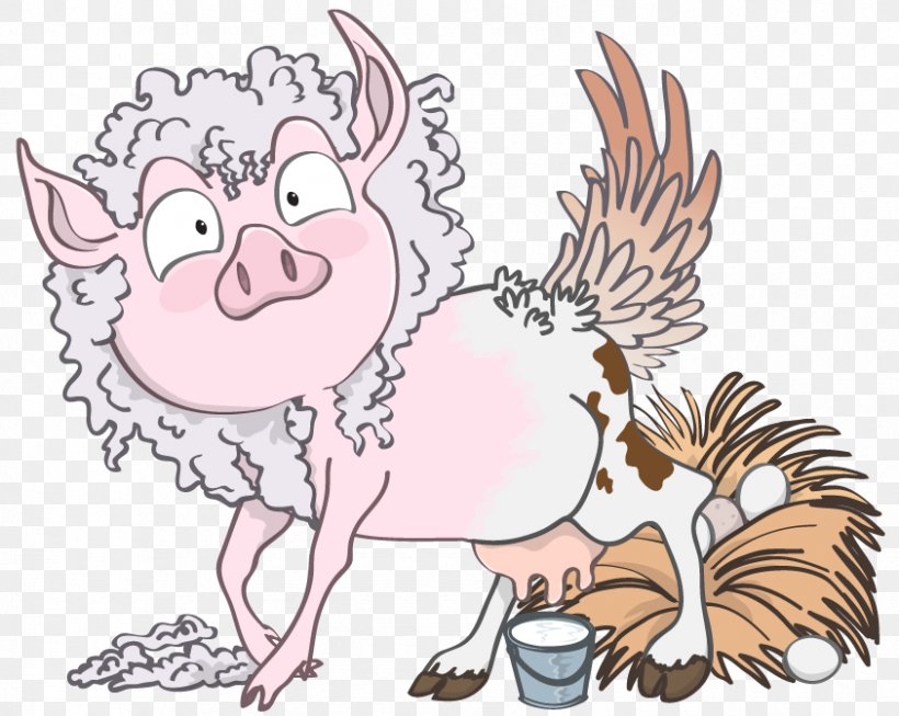 Pig Chicken Cattle Mammal Horse, PNG, 843x672px, Watercolor, Cartoon, Flower, Frame, Heart Download Free