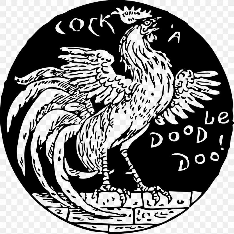 Chicken Rooster Cock A Doodle Doo Clip Art, PNG, 2392x2400px, Chicken, Beak, Bird, Black And White, Cock A Doodle Doo Download Free