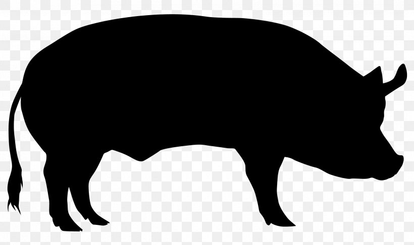 Domestic Pig Cattle Sheep Silhouette, PNG, 2480x1472px, Domestic Pig, Agriculture, Black And White, Cattle, Cattle Like Mammal Download Free
