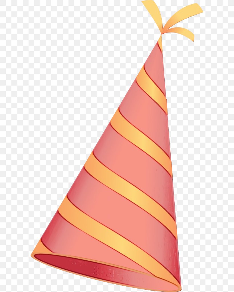 Party Hat, PNG, 605x1024px, Watercolor, Cone, Orange, Paint, Party Hat Download Free
