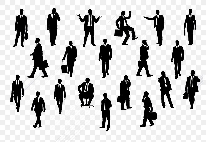 Silhouette Euclidean Vector Businessperson Illustration, PNG, 800x566px, Silhouette, Black And White, Business, Businessperson, Cartoon Download Free