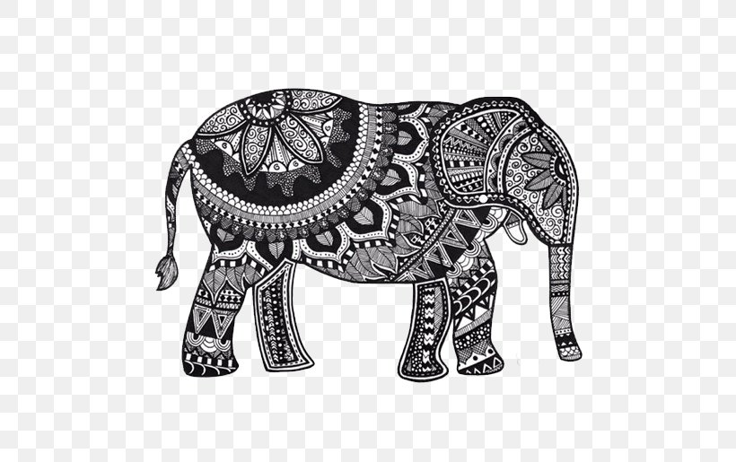 T-shirt Sticker Elephant Mandala, PNG, 500x515px, Tshirt, African Elephant, Art, Black And White, Elephant Download Free